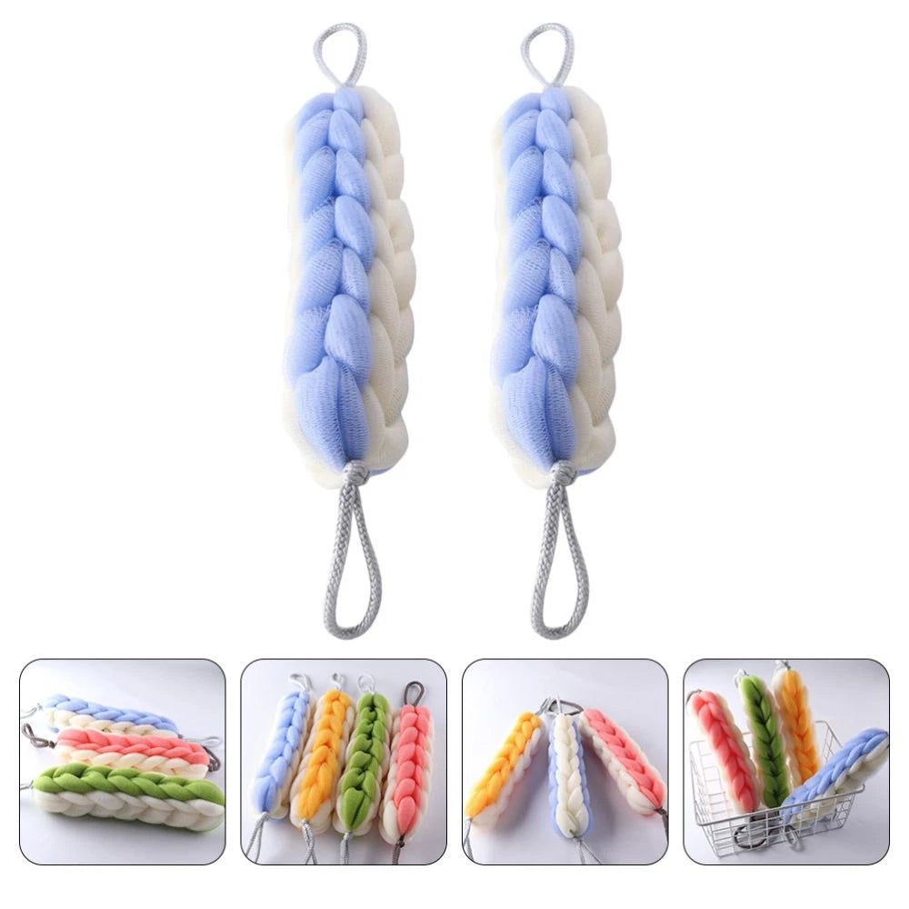 2 Pcs Bath Bar Man Wall Mounted Exfoliating Brush Loofah Back Scrubber Shower