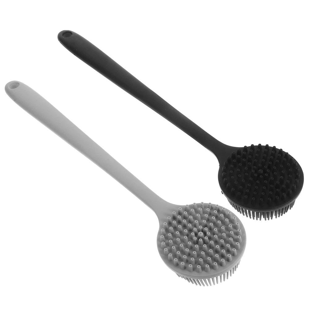 2 Pcs Bath Brush Back Scrubber Silicone Body for Bathroom Long Handle