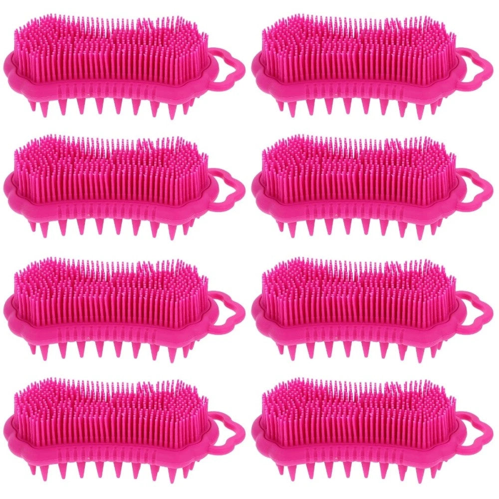 2Pcs Silicone Body Scrubber Head Brush Hair Scalp Brush Exfoliating Bath Brush