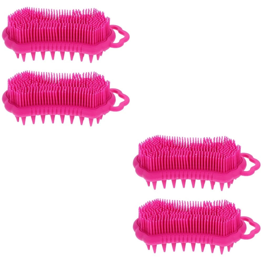 2Pcs Silicone Body Scrubber Head Brush Hair Scalp Brush Exfoliating Bath Brush