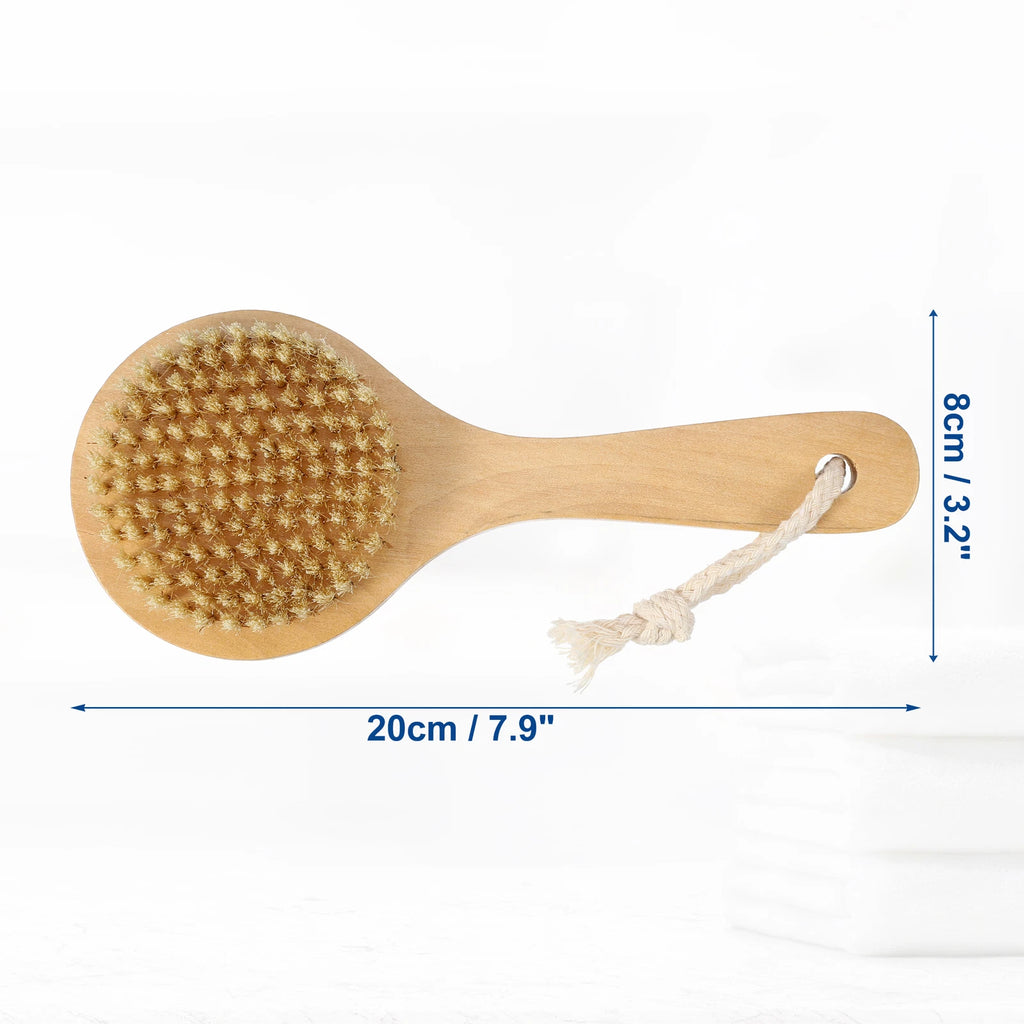 1pcs Bath Brush Back Scrubber Wood for Shower with Short Handle Brown
