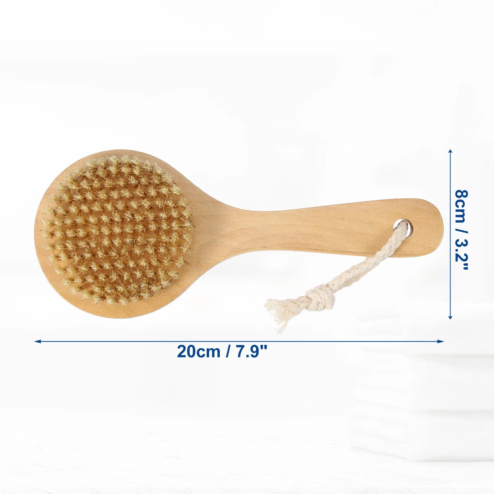 1pcs Bath Brush Back Scrubber Wood for Shower with Short Handle Brown