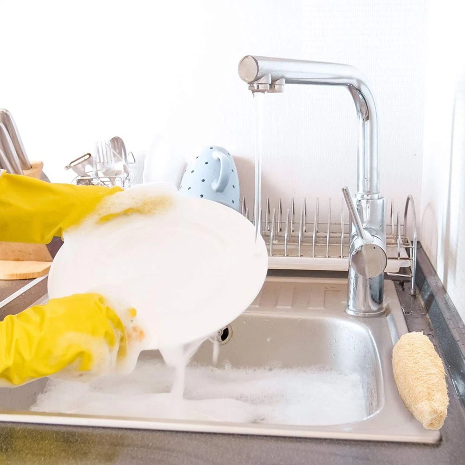 Shower Loofah Natural Loofah Sponges Pack Of 3, For Kitchen Dishes Scrubber