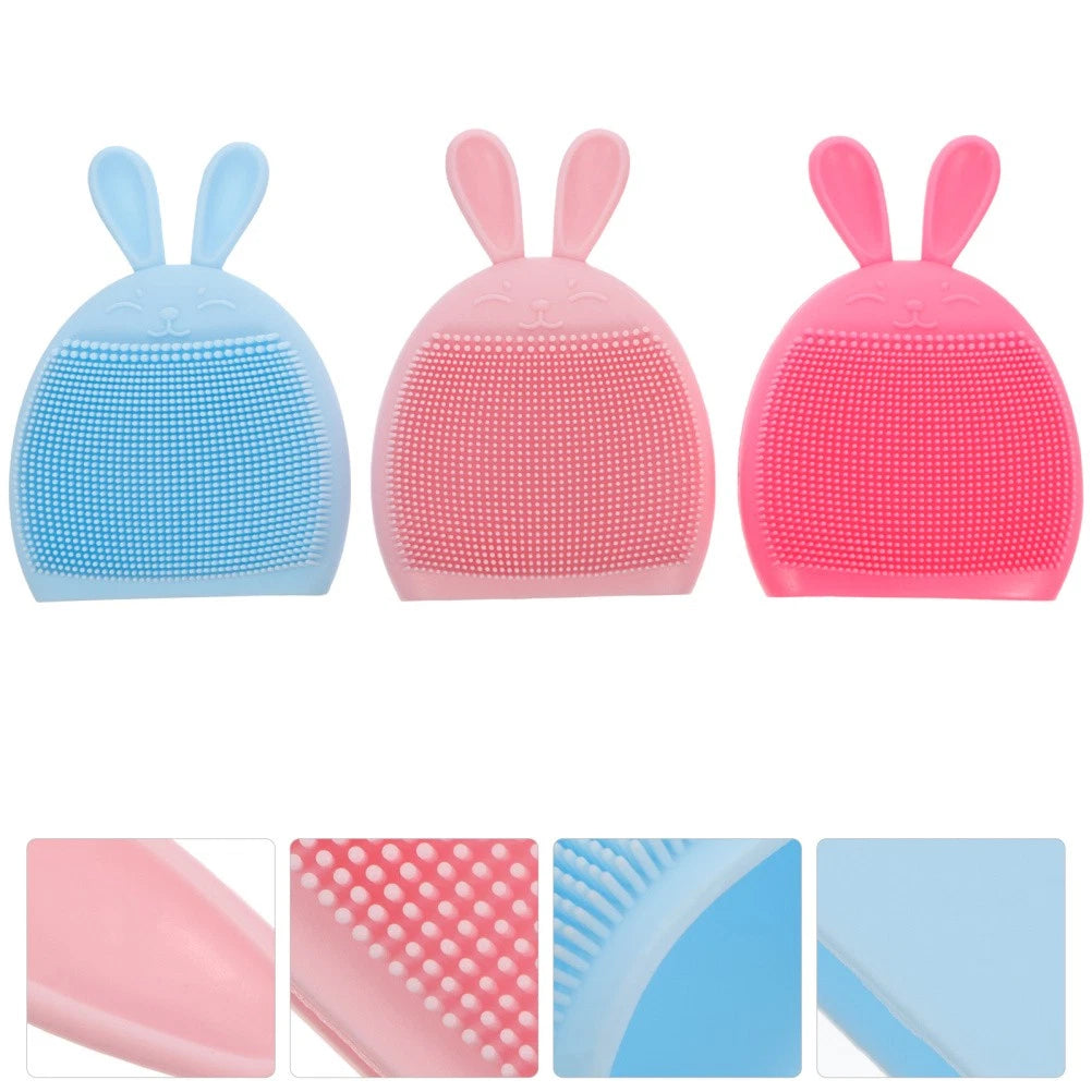 3pcs Baby Bath Massaging Shampoo Shower Brush Silicone Body Exfoliating Scrubber