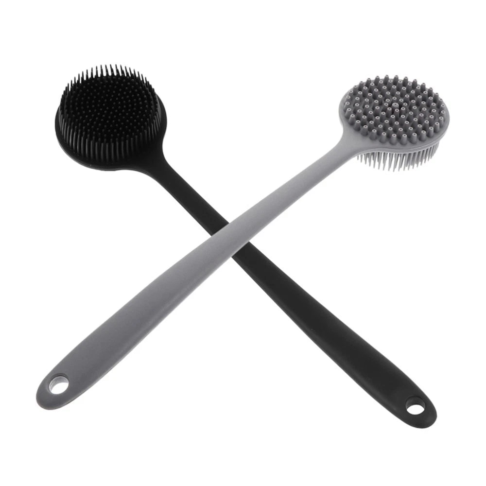 2 Pcs Bath Brush Silicone Body Scrubber Shower Man Handheld with Handle