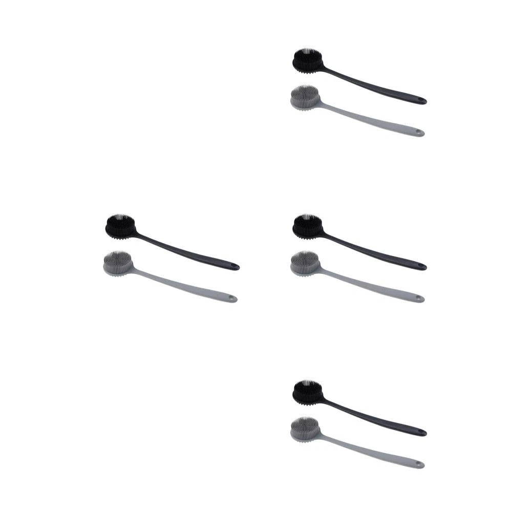 2 Pcs Bath Brush Man Silicone Body Scrubber Shower with Handle Back