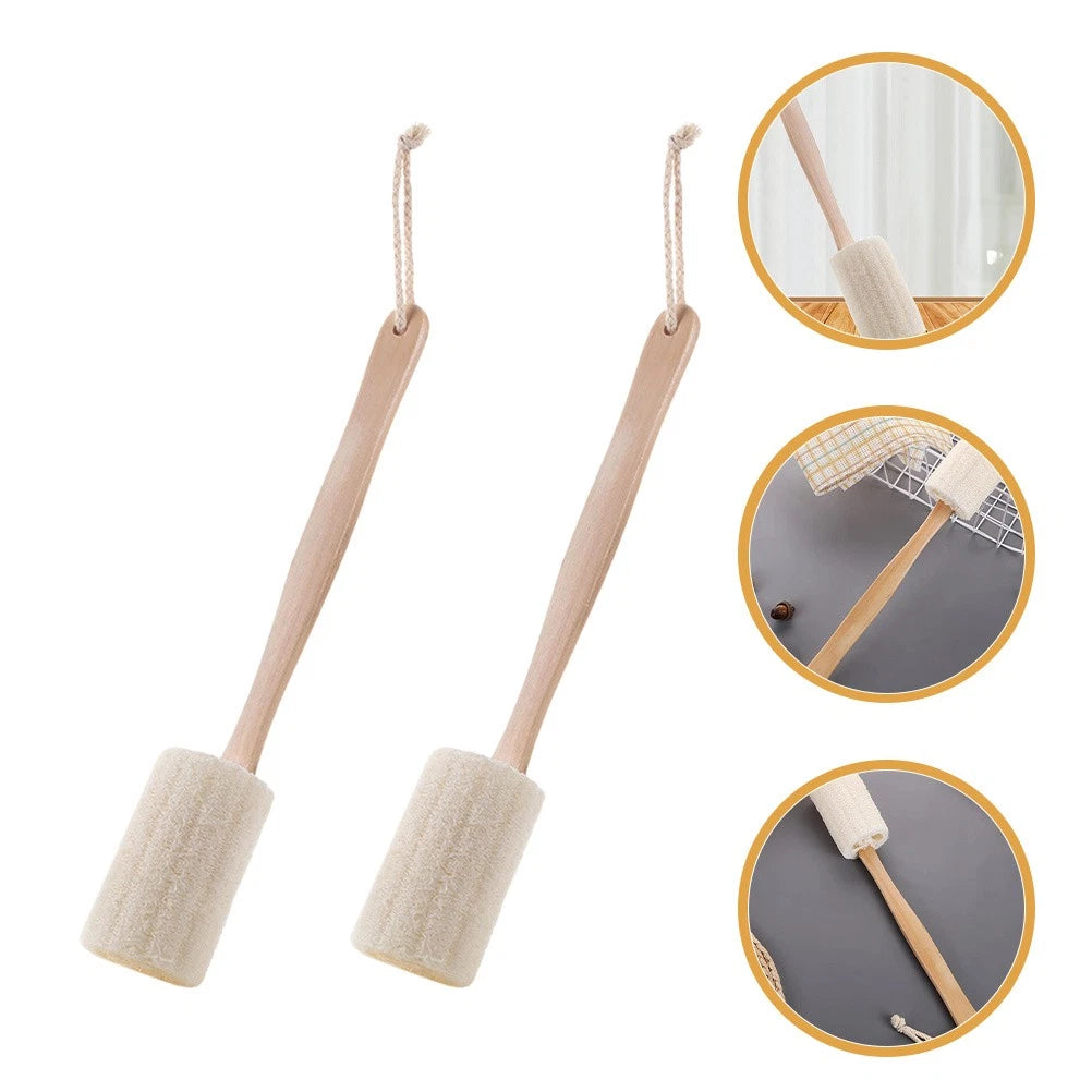 2Pcs Loofah Back Scrubber with Long Handle for Shower Bath Exfoliation