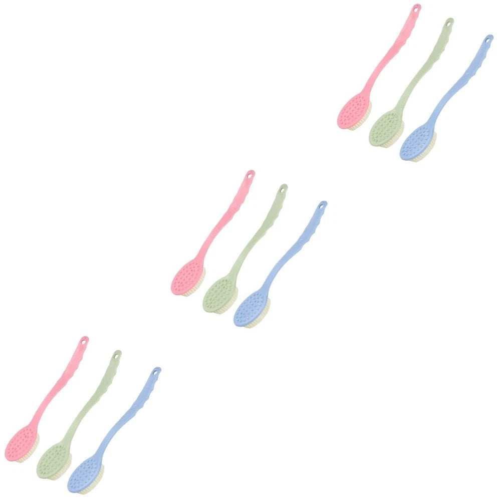 3 Pcs Long Handle Bath Brushes Shower Brushes Soft Bristle Body Scrubbers
