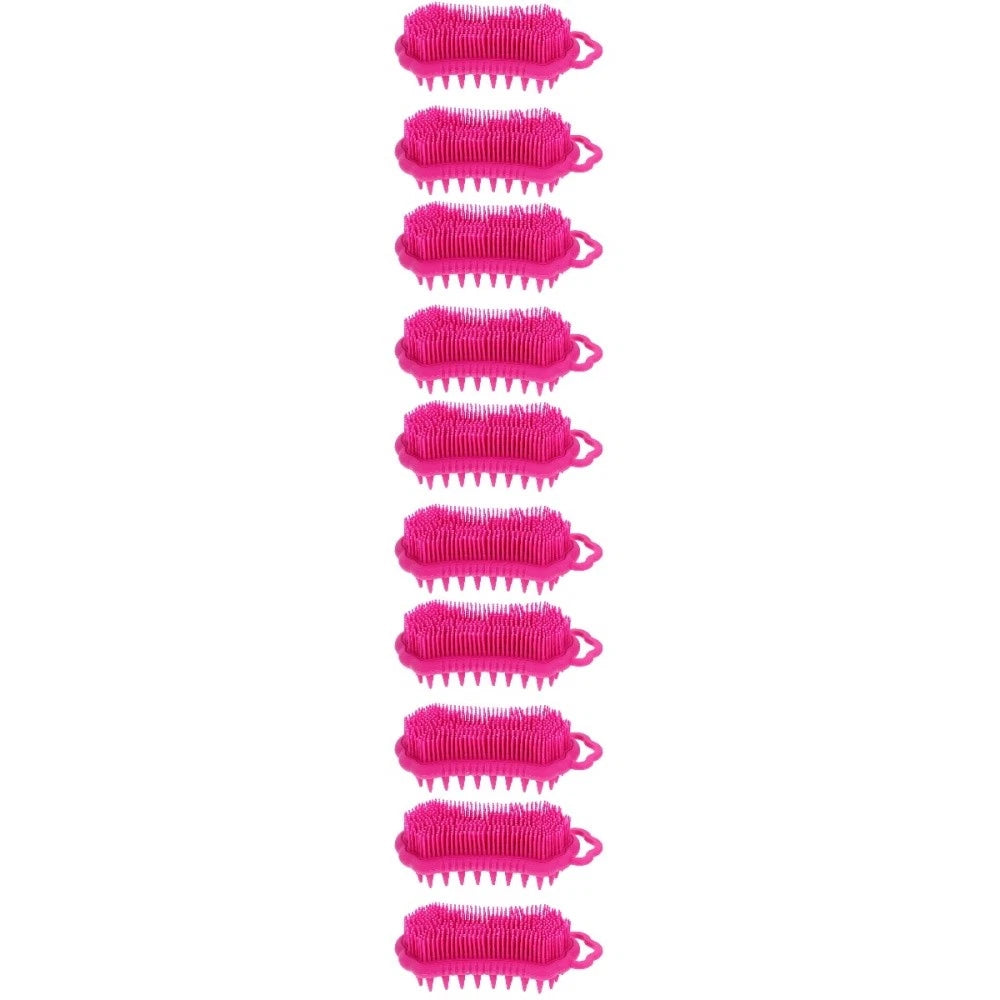 2Pcs Silicone Body Scrubber Head Brush Hair Scalp Brush Exfoliating Bath Brush