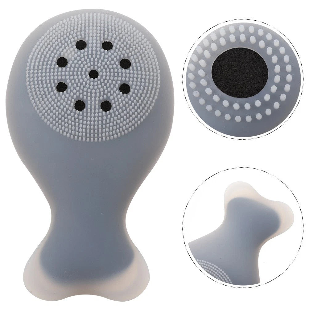 Silicone Bath Handle Back Rub Massager Shower Cleaning Brush