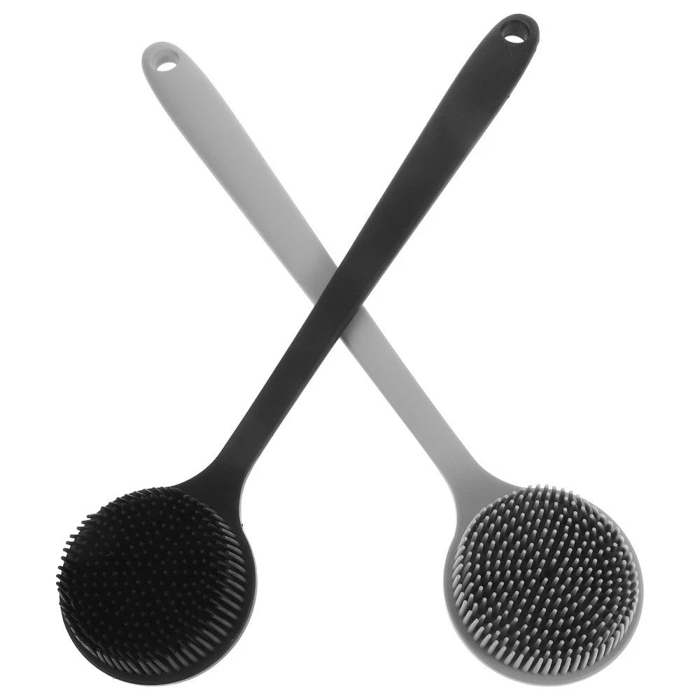 2 Pcs Bath Brush Back Scrubber Silicone Body for Bathroom Long Handle