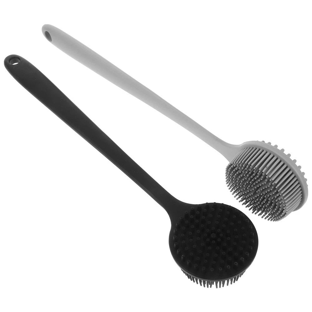 2 Pcs Bath Brush Back Scrubber Silicone Body for Bathroom Long Handle
