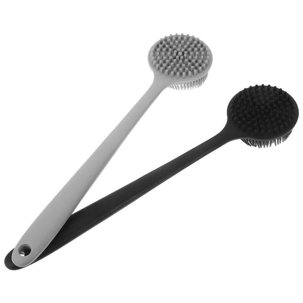 2 Pcs Bath Brush Back Scrubber Silicone Body for Bathroom Long Handle