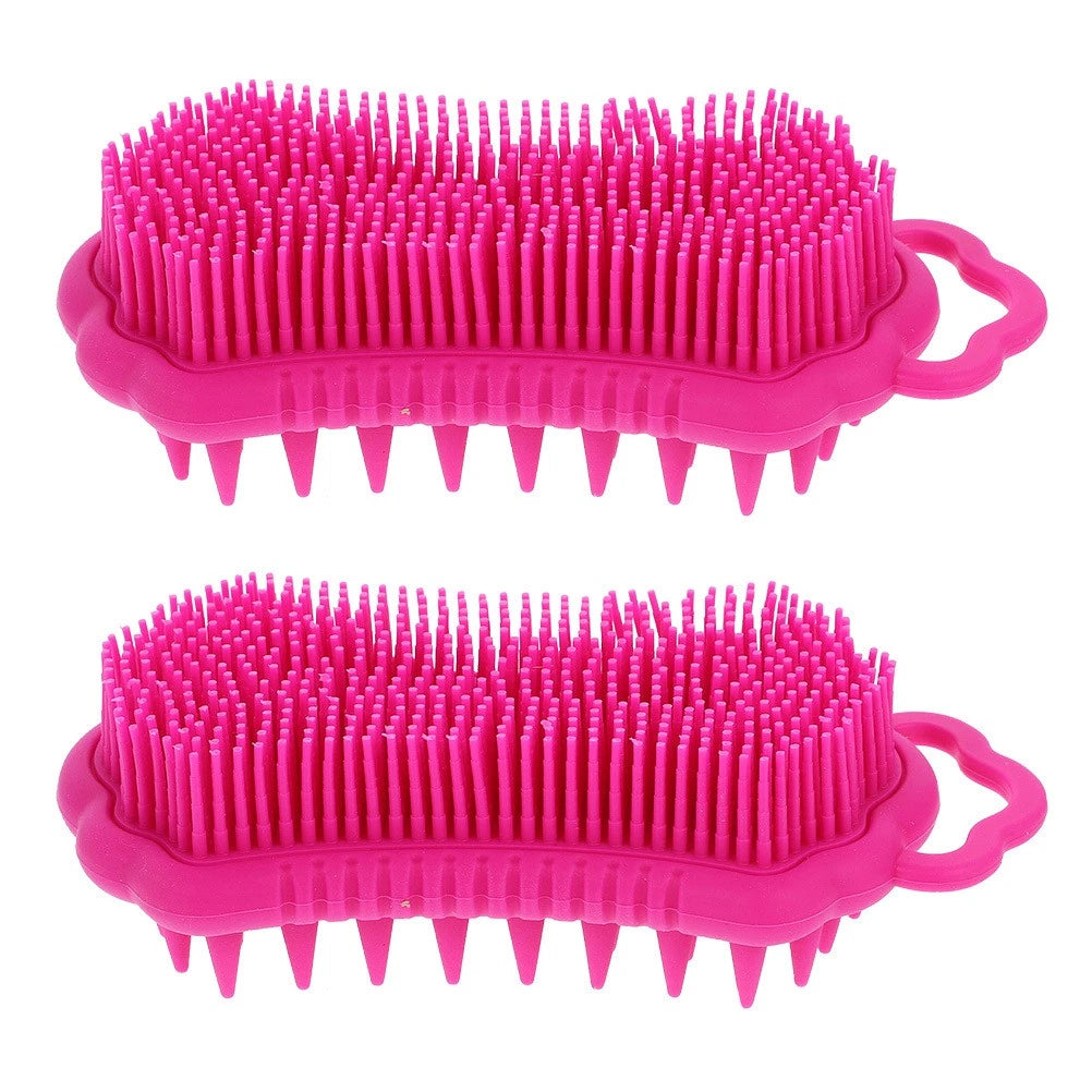 2Pcs Silicone Body Scrubber Head Brush Hair Scalp Brush Exfoliating Bath Brush