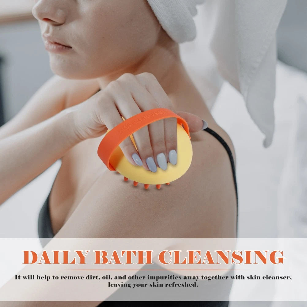 2pcs Bath Brush Massage Scrubber Shower Body Brush Silicone Cleaning Scrubber