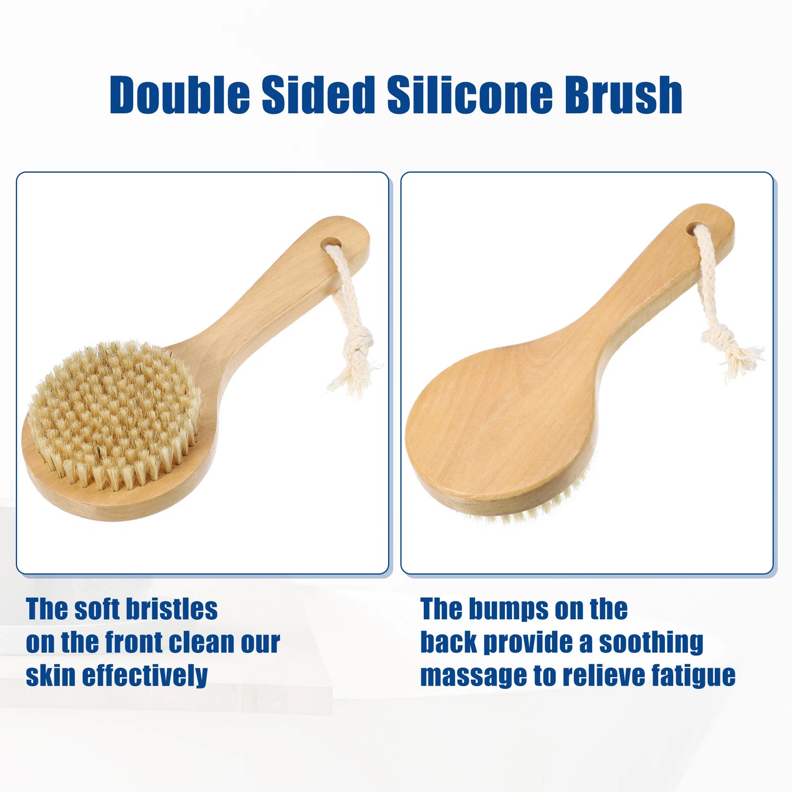 1pcs Bath Brush Back Scrubber Wood for Shower with Short Handle Brown