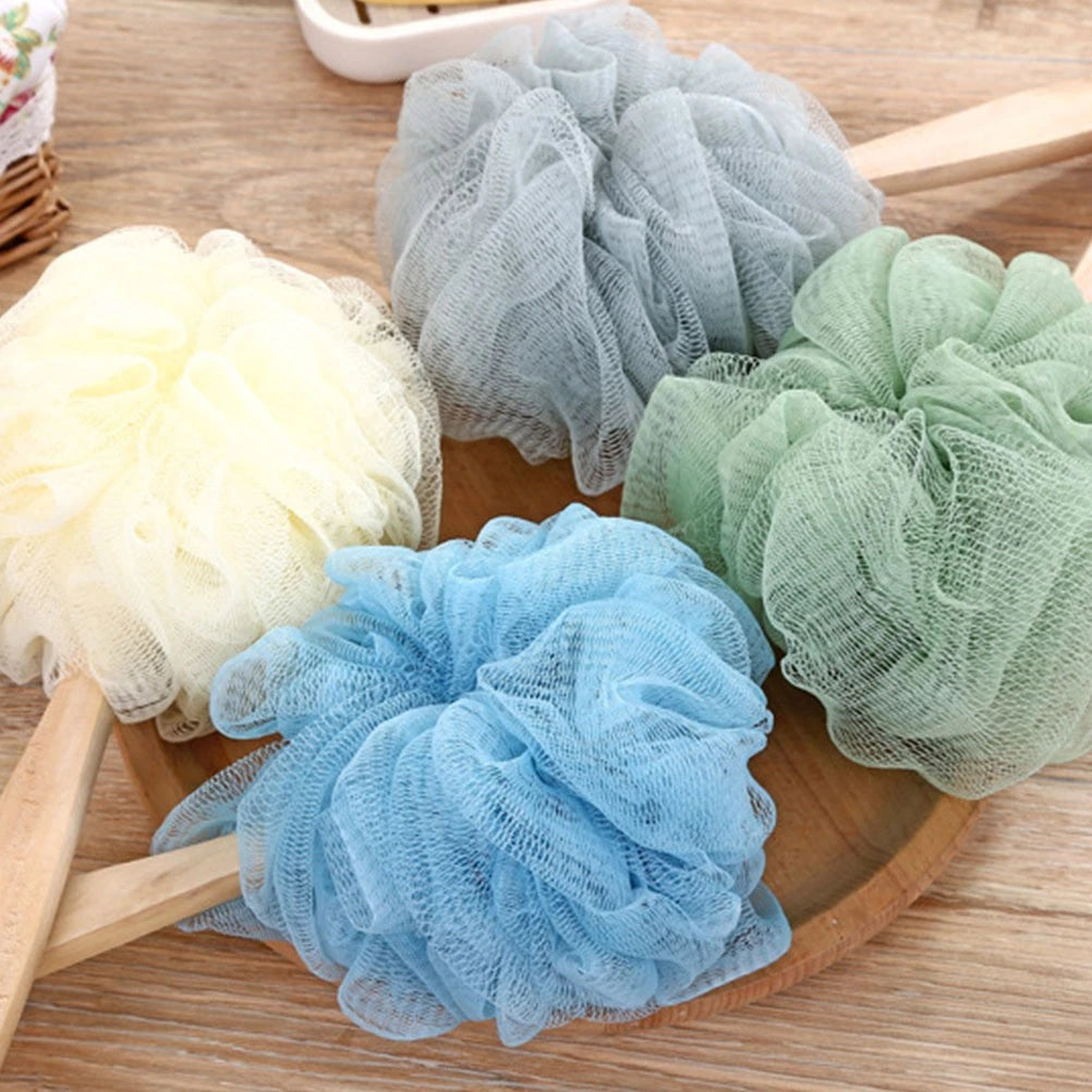 3pcs Long Handle Bath Balls Shower Bath Brushes (Light Yellow)