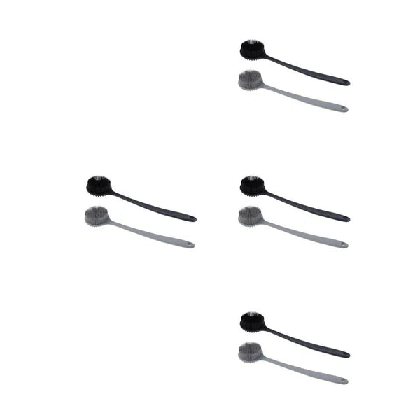 2 Pcs Bath Brush Man Silicone Body Scrubber Shower with Handle Back