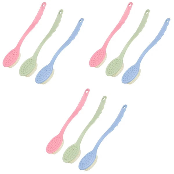3 Pcs Long Handle Back Brush Cleaning Scrubbers Bathing Accessories