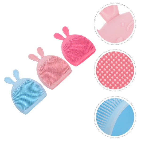 3pcs Baby Bath Massaging Shampoo Shower Brush Silicone Body Exfoliating Scrubber