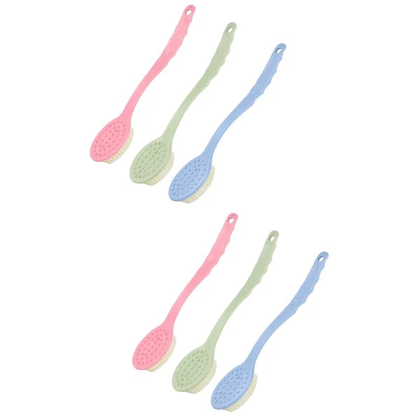 3 Pcs Long Handle Bath Brushes Shower Brushes Soft Bristle Body Scrubbers