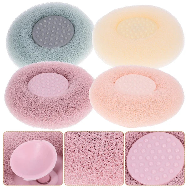 4Pcs Shower Scrubber Shower Tool Shower Brush With Suction Cup Bathing Tool