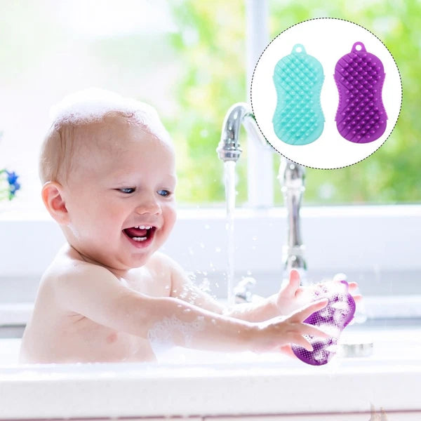 2 Pcs Silicone Bath Brush Baby Scrubber for Body Hair-washing Massage