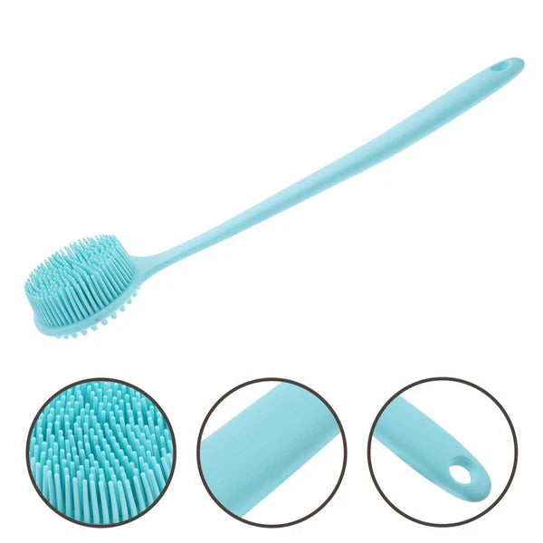 Long Handle Bath Brush Silicone Exfoliator Body Scrubber Skin Back