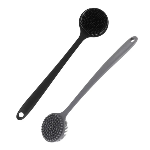 2 Pcs Bath Brush Silicone Body Scrubber Shower Man Handheld with Handle