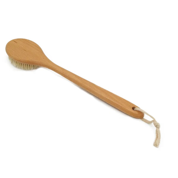 1pc Brush Natural Bristle Wood Handle Body Scrubber Shower Bath Brush Brushing