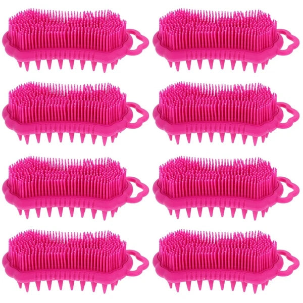 2Pcs Silicone Body Scrubber Head Brush Hair Scalp Brush Exfoliating Bath Brush