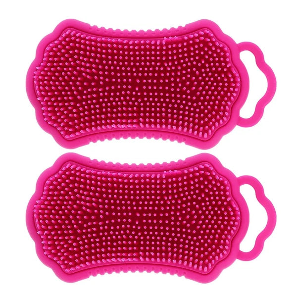 2Pcs Silicone Body Scrubber Head Brush Hair Scalp Brush Exfoliating Bath Brush