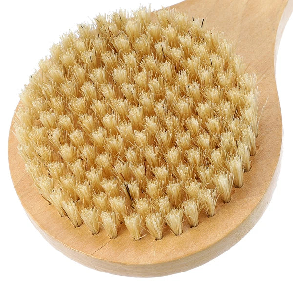 1pcs Bath Brush Back Scrubber Wood for Shower with Short Handle Brown