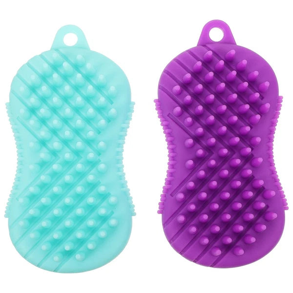2 Pcs Silicone Bath Brush Baby Scrubber for Body Hair-washing Massage