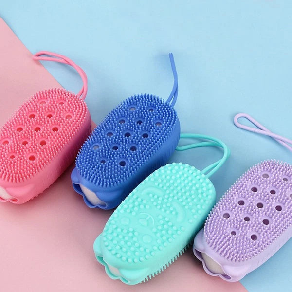 4 Pcs Silicone Bath Towel Body Scruber Soft Scrubber Men and Women Brush Shower