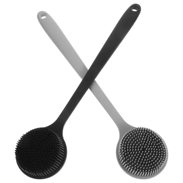 2 Pcs Bath Brush Back Scrubber Silicone Body for Bathroom Long Handle