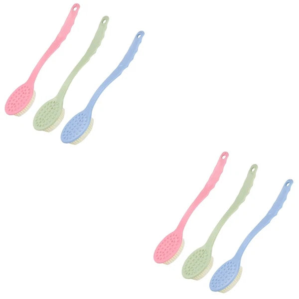 3 Pcs Long Handle Back Brush Bathing Accessories Cleaning Scrubbers