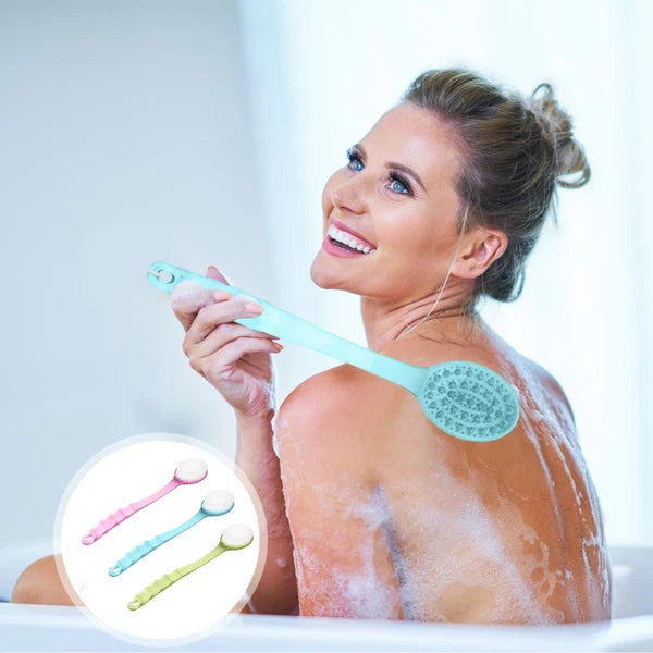 3 Pcs Long Handle Bath Back Brush Shower Body Massage Exfoliating Brush