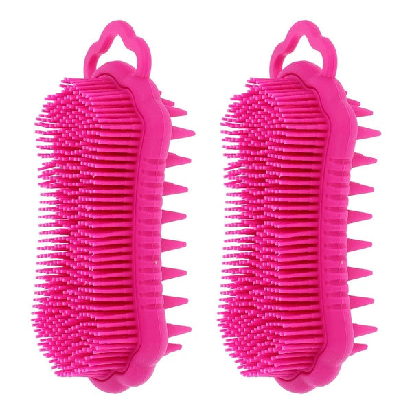 2Pcs Silicone Body Scrubber Head Brush Hair Scalp Brush Exfoliating Bath Brush