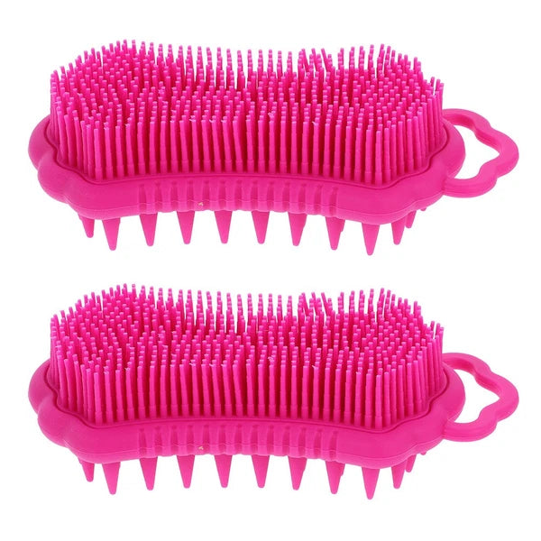 2Pcs Silicone Body Scrubber Head Brush Hair Scalp Brush Exfoliating Bath Brush