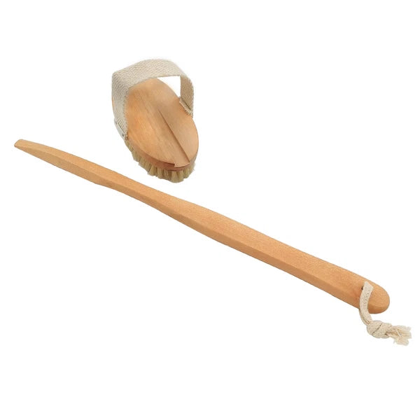 1pc Brush Natural Bristle Wood Handle Body Scrubber Shower Bath Brush Brushing