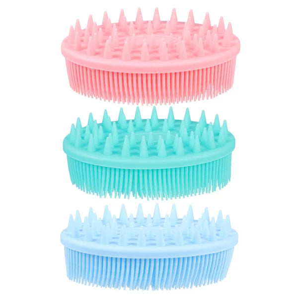 3Pcs Baby Bath Brush Massage Scrubber Shower Brush Kids Silicone Hair Brush