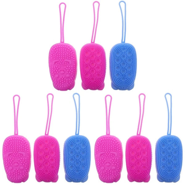 3 Pcs Bath Brush Silicone Body Scrubber Men Exfoliator Shower for