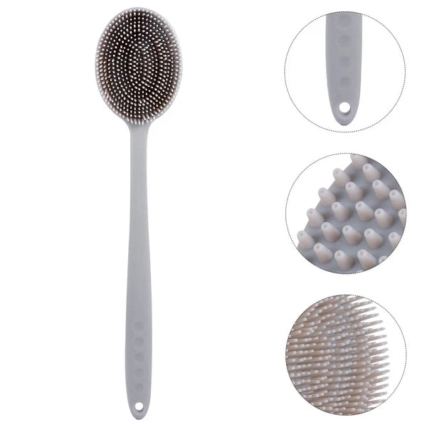 1Pc Bath Brush with Long Handle Bath Body Brush Silicone Back Scrubber