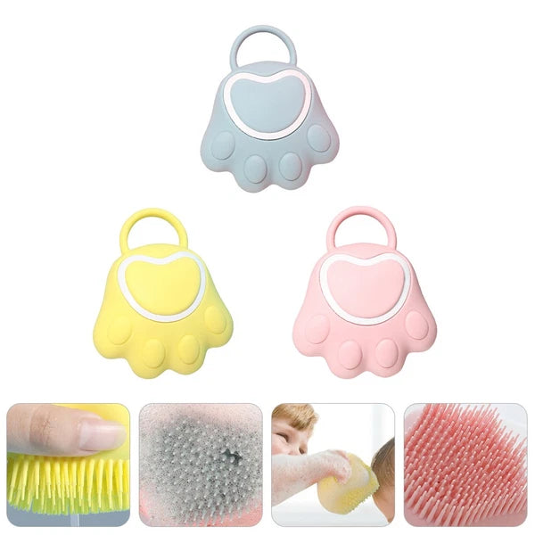 3 Pcs Silicone Bath Brush Toddler Baby Shower Scrubber Exfoliating
