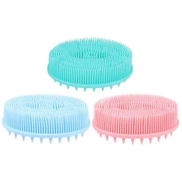 3Pcs Baby Bath Brush Massage Scrubber Shower Brush Kids Silicone Hair Brush
