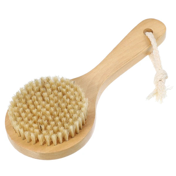1pcs Bath Brush Back Scrubber Wood for Shower with Short Handle Brown