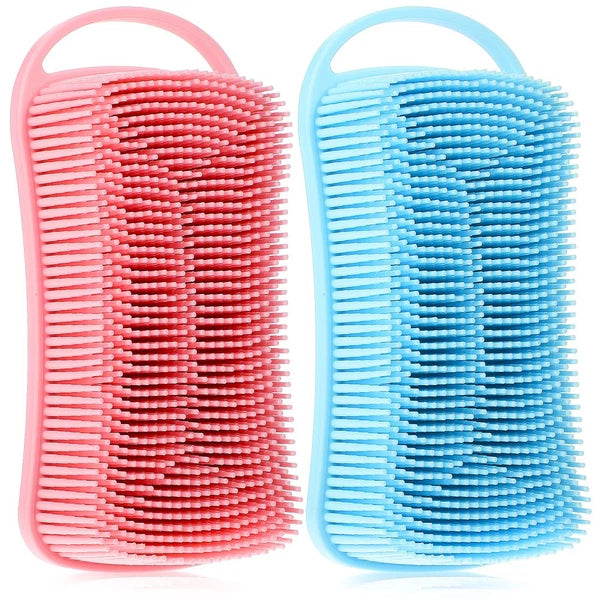 2 Pcs Silicone Shower Brush Man Back Exfoliator Body Bath Scrubbers Men