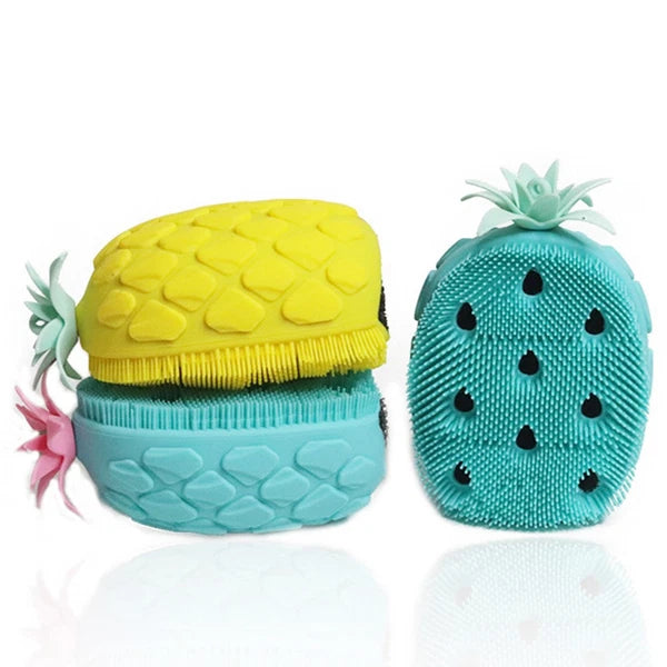 1Pc Silicone Bath Brush Cartoon Pineapple Shape Body Shower Brush Body