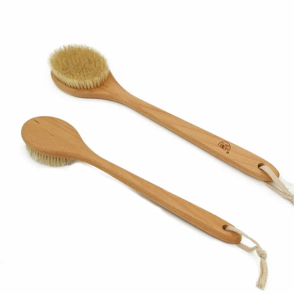 1pc Brush Natural Bristle Wood Handle Body Scrubber Shower Bath Brush Brushing